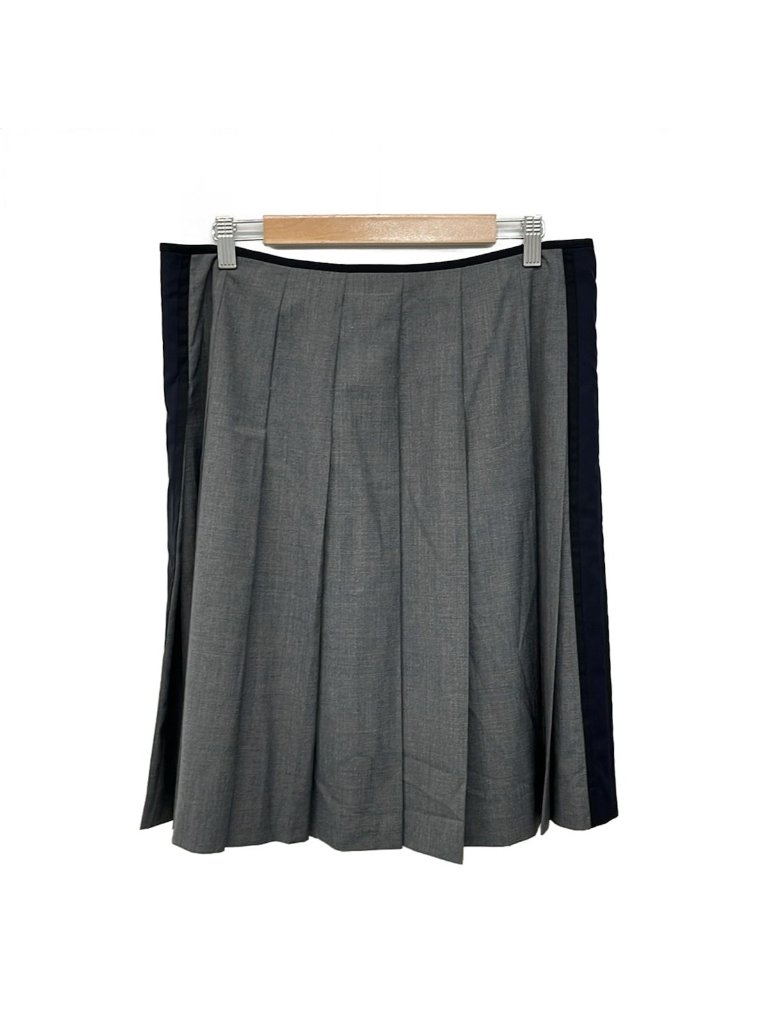 Prada Long Skirt 40 M Gray Black Pleats